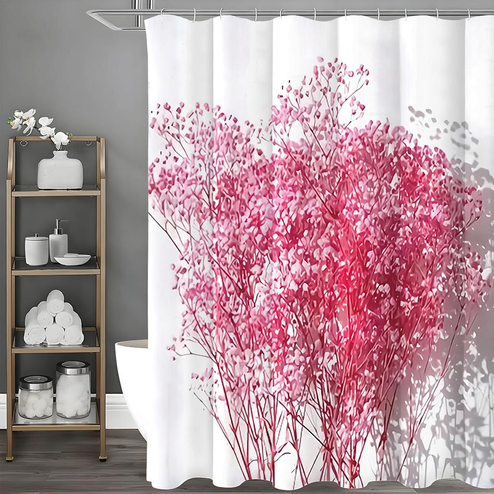 Pink Full Star Shower Curtain, Bathroom Decorative Shower Curtain, Waterproof Shower Curtain with Hooks