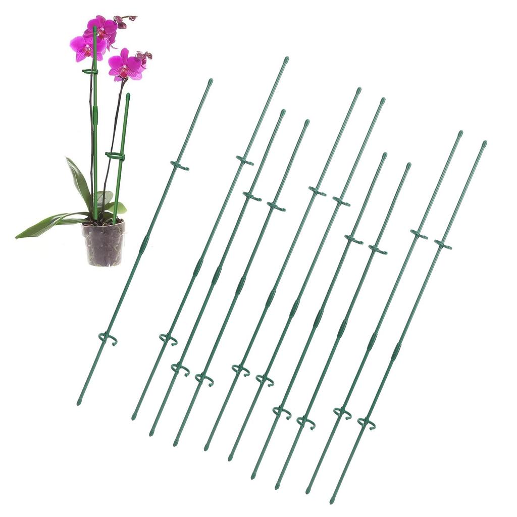 Kit di Pali di Supporto per Piante, 10 Pezzi 40cm 30cm Pali di Supporto per Piante da Giardino con 20 Pezzi Fibbie e 10 Pezzi Tubi di Collegamento per Supportare Pomodori,