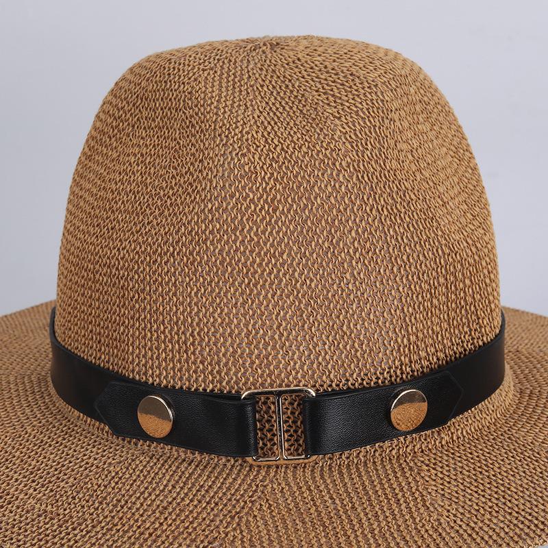 Retro European & American Straw Hat with Leather Buckle and Creative Hatband Decoration