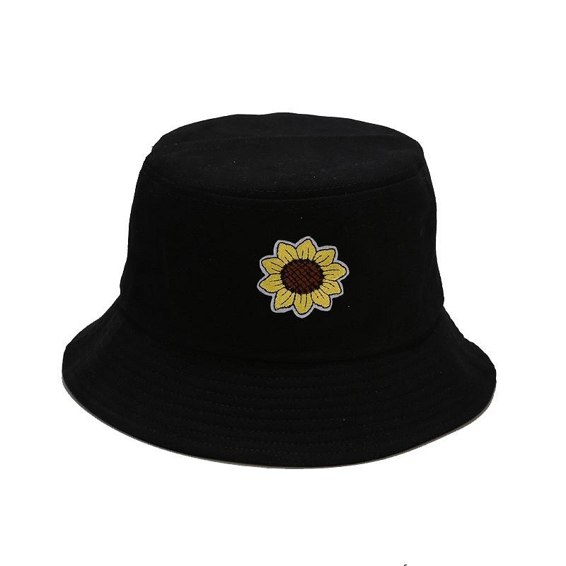 New sunflower applique bucket hat female tide small fresh pot hat student foldable sun hat