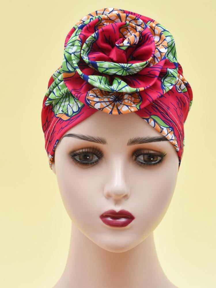 

Women s Fashion Print Cotton Turbans New Muslim Bubble Cloth Large Plate Elastic Leisure Comfortable and Breathable Daily Hat