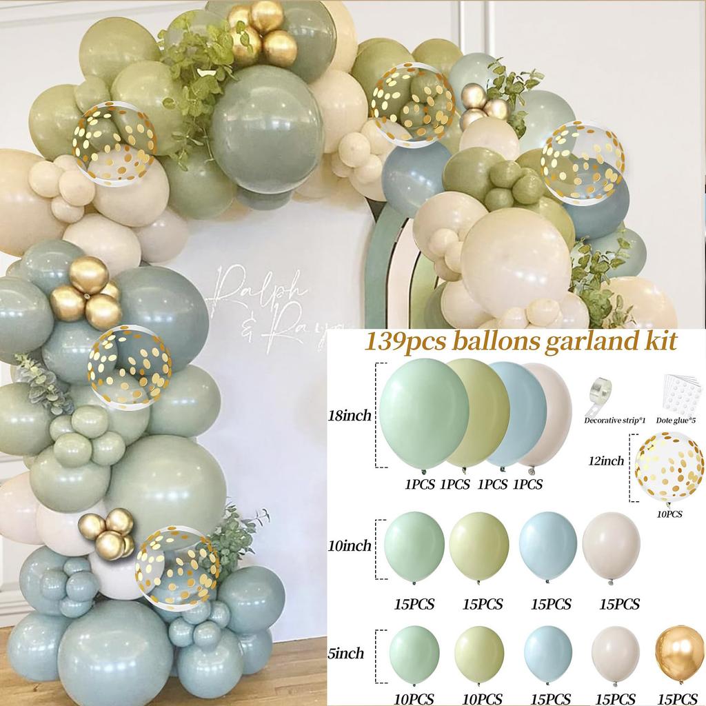 Mori Set Birthday Event Jungle Theme Party Decoration Latex Balloon Chain Set