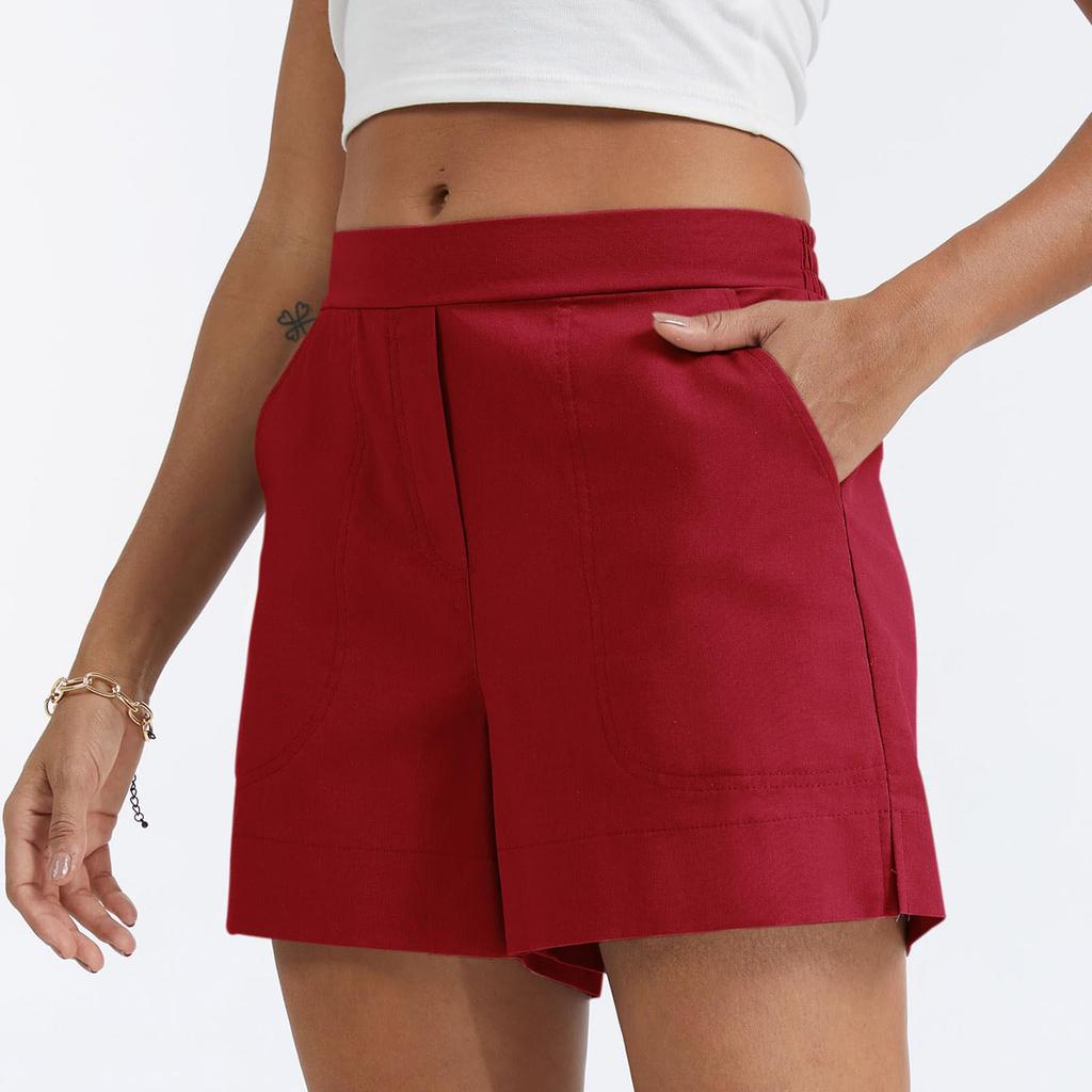 Women's Casual Fashion Linen Shorts With Pockets