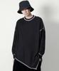 Deumakeu Asymmetrical Oversized Unbalanced Long Sleeve T-Shirt Black