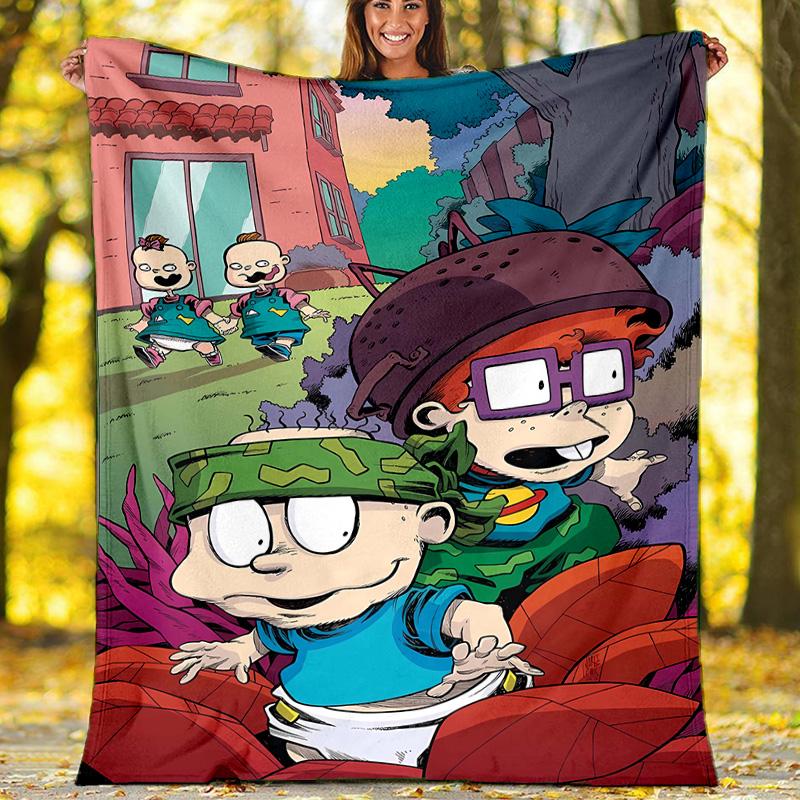 1pc Rugrats in paris2 Theme Blanket - Digital Print, Polyester, Cozy for All Seasons, Perfect for Outdoor, Camping, and Travel