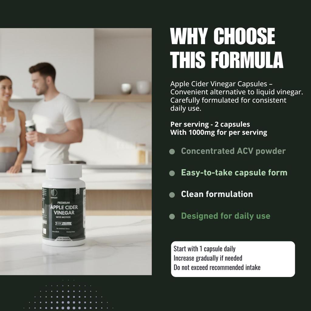 Apple Cider Vinegar (ACV) Capsules | 1000 Mg | Dietary Supplement