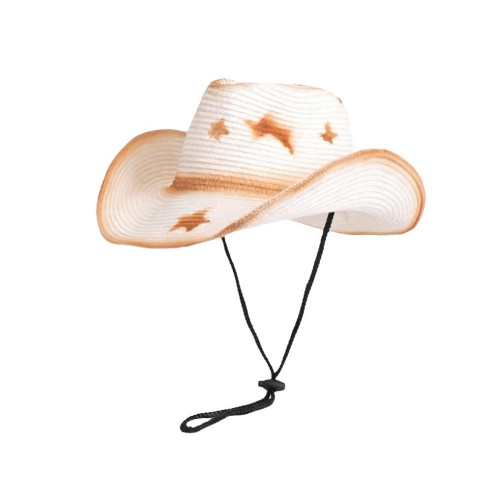 Star Western Cowboy Hat Wide Brim Cowgirl Visor Cap Fashion Sun Hat Fishing белый