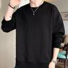 Men's Winter Korean Style Velvet Hoodie - Trendy Loose Fit, Solid Color, Round Neck Pullover