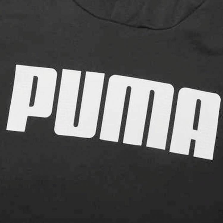 PUMA Logo Printed Casual Sports Pullover American-Style Hoodie for Men, Black