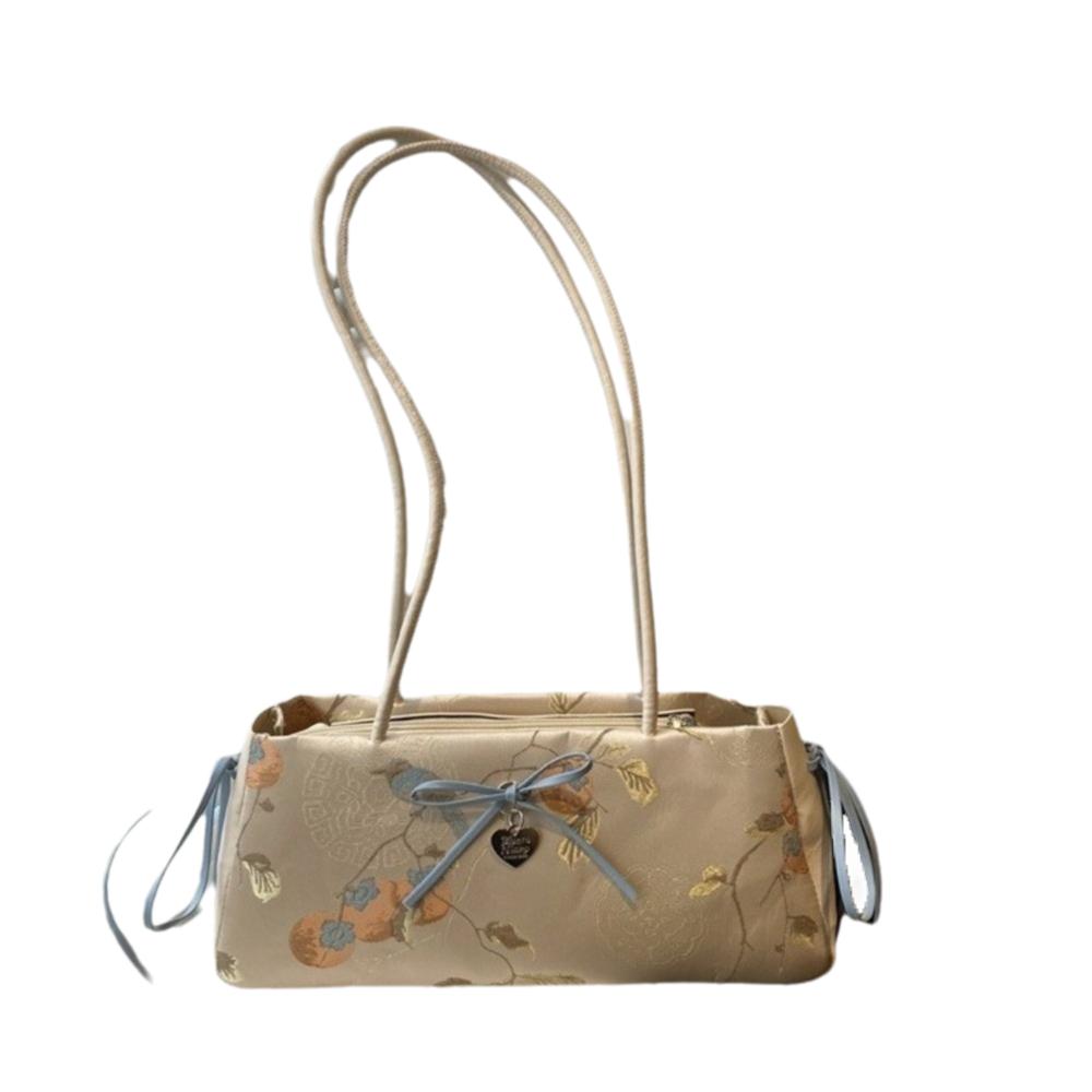 

Сумка-багет в китайском стиле, тканевая сумка под мышкой, портативная сумка на плечо с бантом, женская Style A