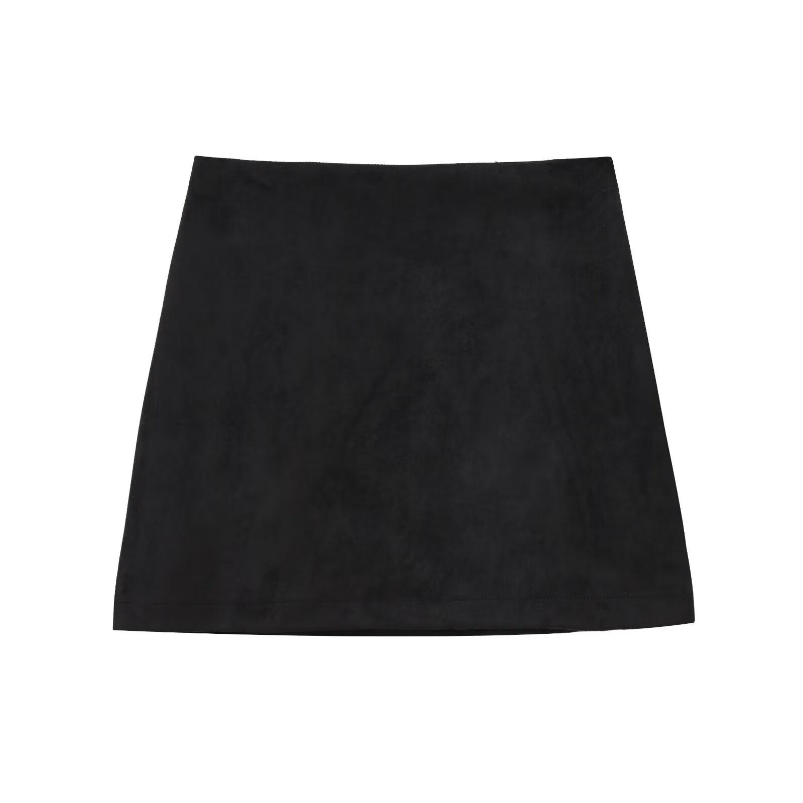 

Cross-Border European and American Women s Velvet Textured Short Jacket + Mini Skirt XS