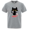 Men's T-shirt High Quality Cotton Blend Funny Knife Cat Printed Casual Loose Cool for Men T-Sh