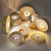 LED Light Wooden Lights Base Crystal Glass Resin Art Display Stand Round Rechargeable Bedroom Holiday Daily Lighting Decoration