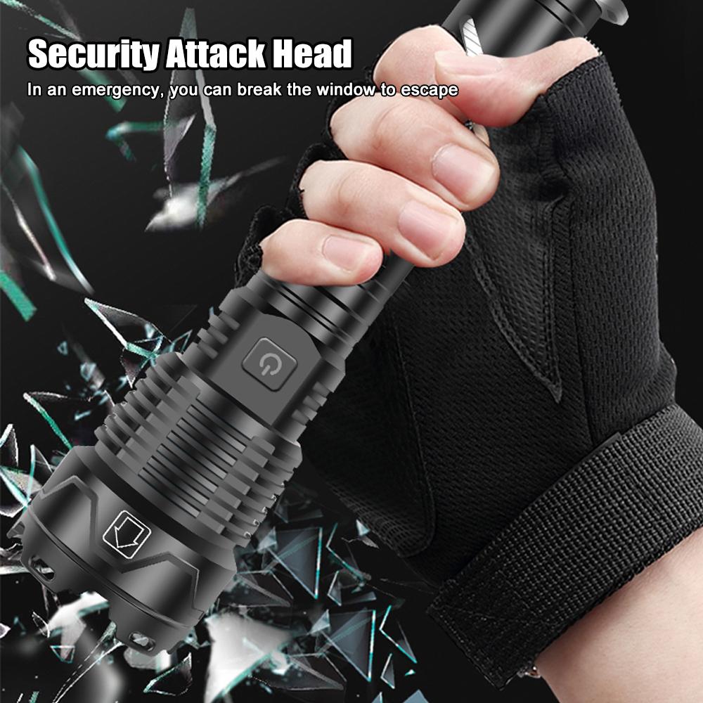 Waterproof Super Bright XHP160 LED Flashlight High Power Torch 5 Modes USB Rechargeable Lantern Emergency Spotlights