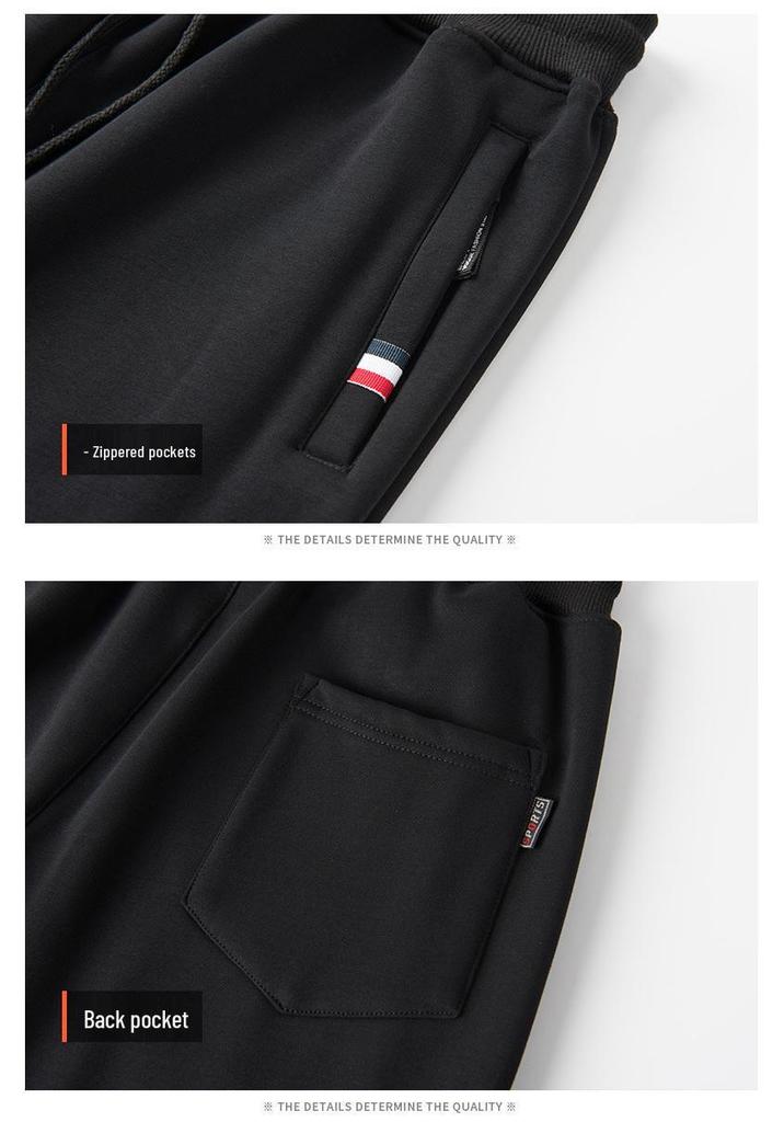 Men's Plus Size Fleece-Lined Winter Sports Sweatpants with Zip Pockets