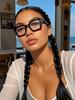 1Pc Retro Large-Frame Square Glasses with Transparent Lenses, Fashionable Trendy Item, Non-Prescription Glasses