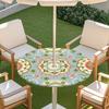 Outdoor Round Table Cover With Geometric Waterproof Elastic Hem Patio Garden Deck