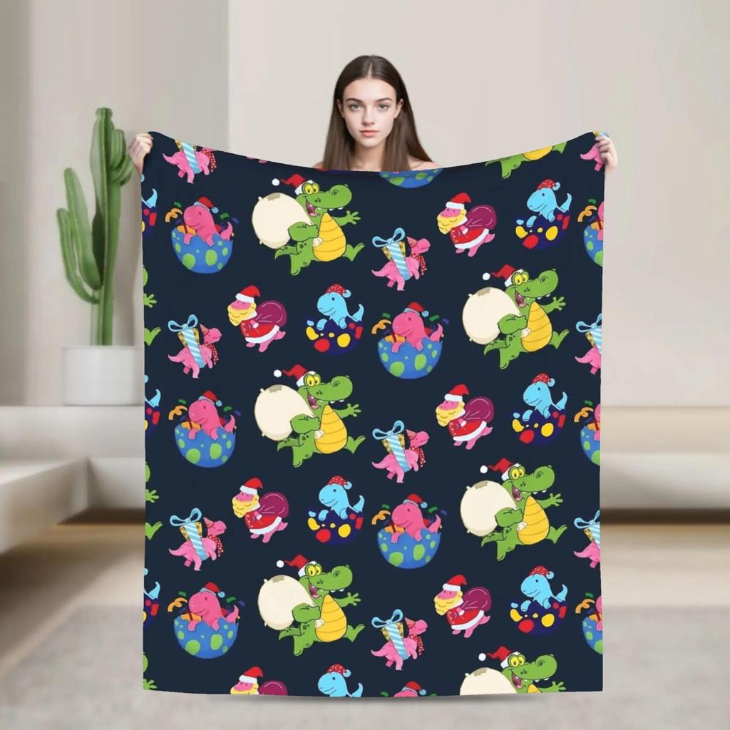 Christmas Fun Dinosaurs Super Warm Plush Throw Blanket for Kids Soft Flannel Sofa Bedspread Couch Chair Cover Trendy Home Decor