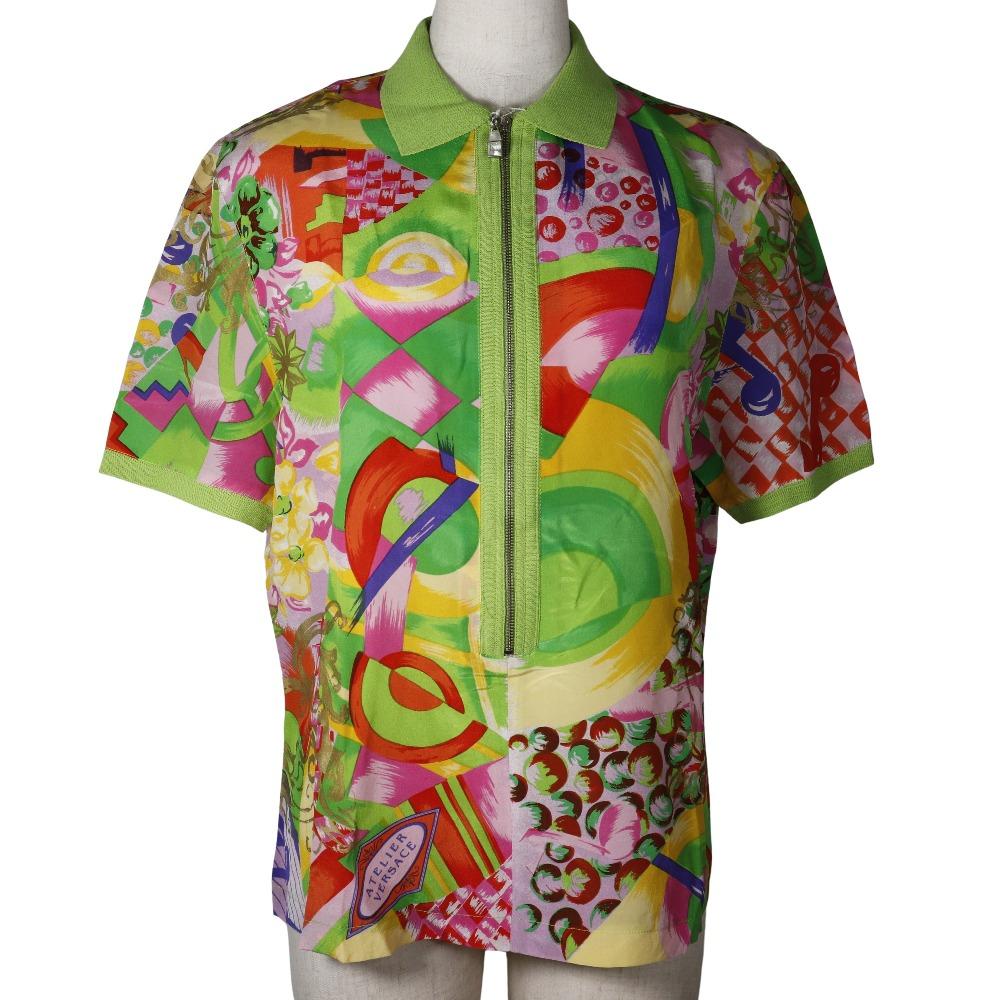 

VERSACE Polo shirt Yellowish green silk Women Used