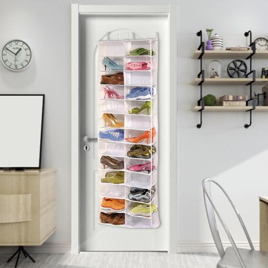 Over The Door Shoe Rack Hanging Shoe Organizer with 26 Large Pockets Foldable Over-the-Door Storage Bag for Closet Door Dormitory