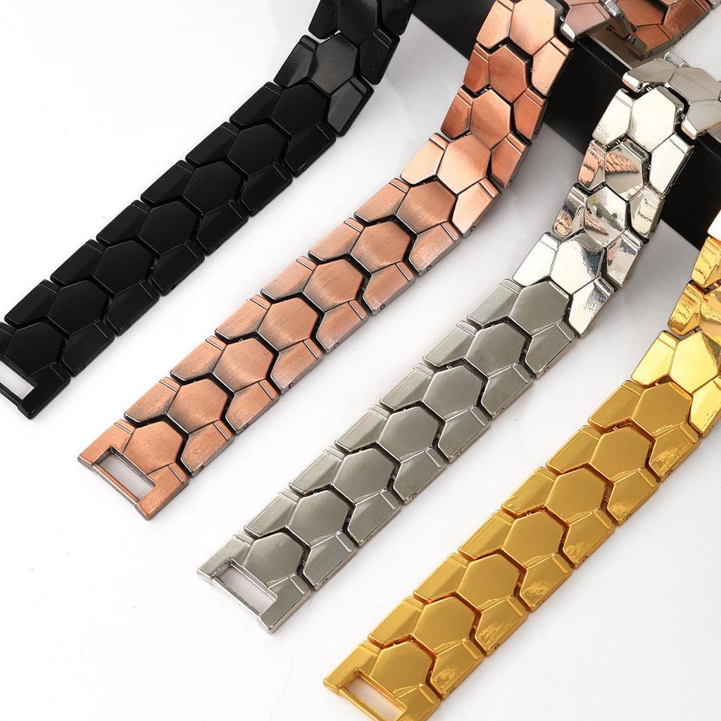 Men's Wide Spherical Hexagonal Magnetic Bracelet – Detachable, Three-Row, Four-in-One Wrist Ornament