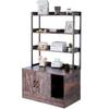 VEVOR Cat Litter Box Enclosure, Hidden Litter Box Furniture with 3 Storage Shelves, Wooden Cat Washroom Indoor