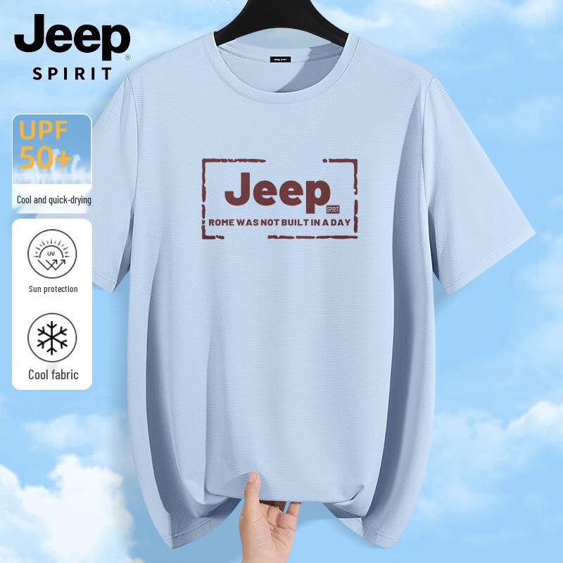 JEEP SPIRIT Men s Ice Silk Quick-Dry Round Neck T-Shirt M