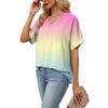Women's Fashion Casual Everyday Versatile Gradient Print Slim-Fit Summer Short-Sleeve Top