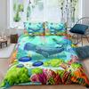 Cartoon Octopus Bedding Set King/Queen Size,Ocean Underwater World Duvet Cover Kids Sea Coral Fish 2/3pcs Polyester Quilt Cover