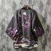 Cardigan Men Japanese Obi Male Yukata Men's Haori Japanese Wave Carp Print Coat Traditional Japan Clothing