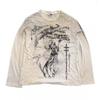 Unisex Vintage Streetwear Long Sleeve T-Shirt With 3D Digital Print Loose Fit Casual Tee Daily Wear