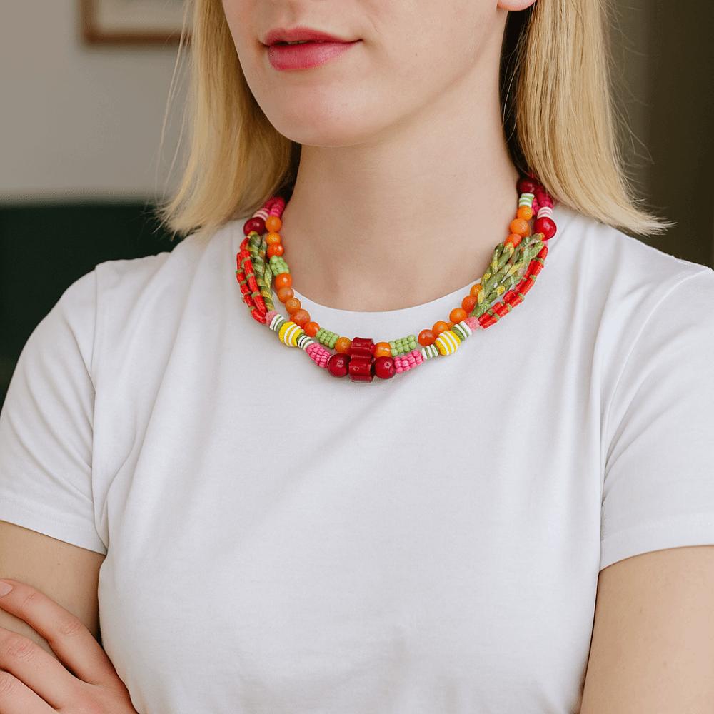 Ethnic Style Multilayer Bead Necklace Marine Organism Charms Dopamine Necklace  Women