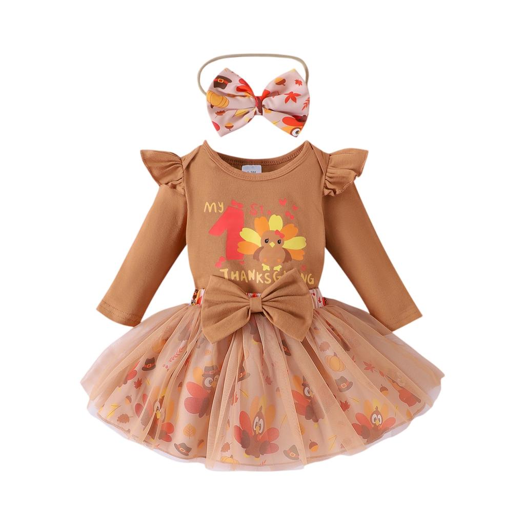 Infant Toddler Long-Sleeve Romper & Skirt Set