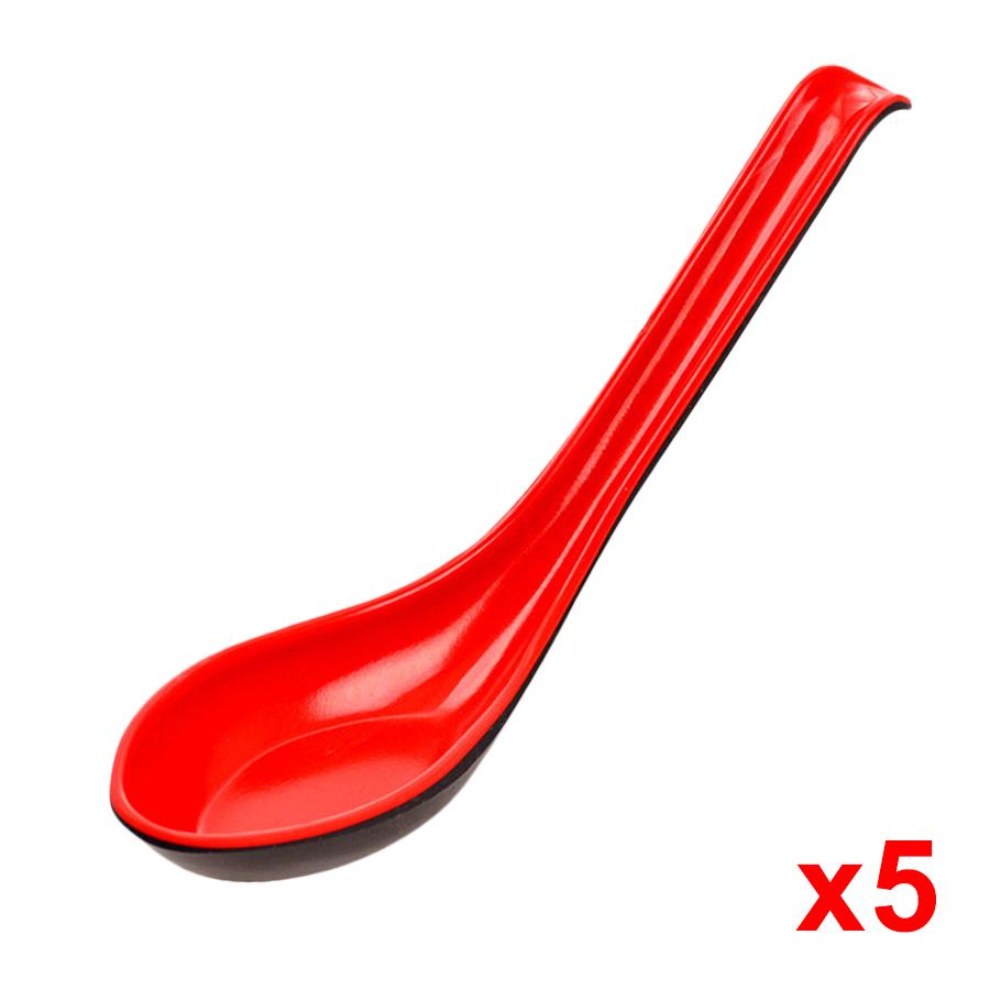 5pcs High Temperature Resistant Plastic Spoon Multicolor Available Suit for Household Restaurant Cafeteria Classic Style Spoon