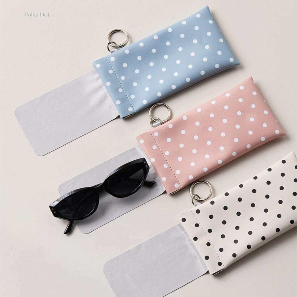 Mit Schlüsselanhänger Gepunktete Brillenetui Tragbare Leder Brillenaufbewahrungstasche Sonnenbrillenbeutel Outdoor