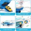 CUTE STONE Toy Airplane with Smoke, Lights & Sounds, Friction Powered Plane Toy with Mini Cars for Kids, Great Christ Gift for Boys and Girls