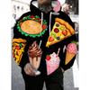 3D Print Hamburgers Pizza Fried Chicken Pattern Hoodie Food Festival Street Personality Hooded Coat Men's Unique Funny Hoodies