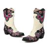 Embroidered Floral Cowboy Western Boots Women's Cowgirls Ankle Boots Comfy Chunky Med Heels Shoes 2024 Autumn Winter