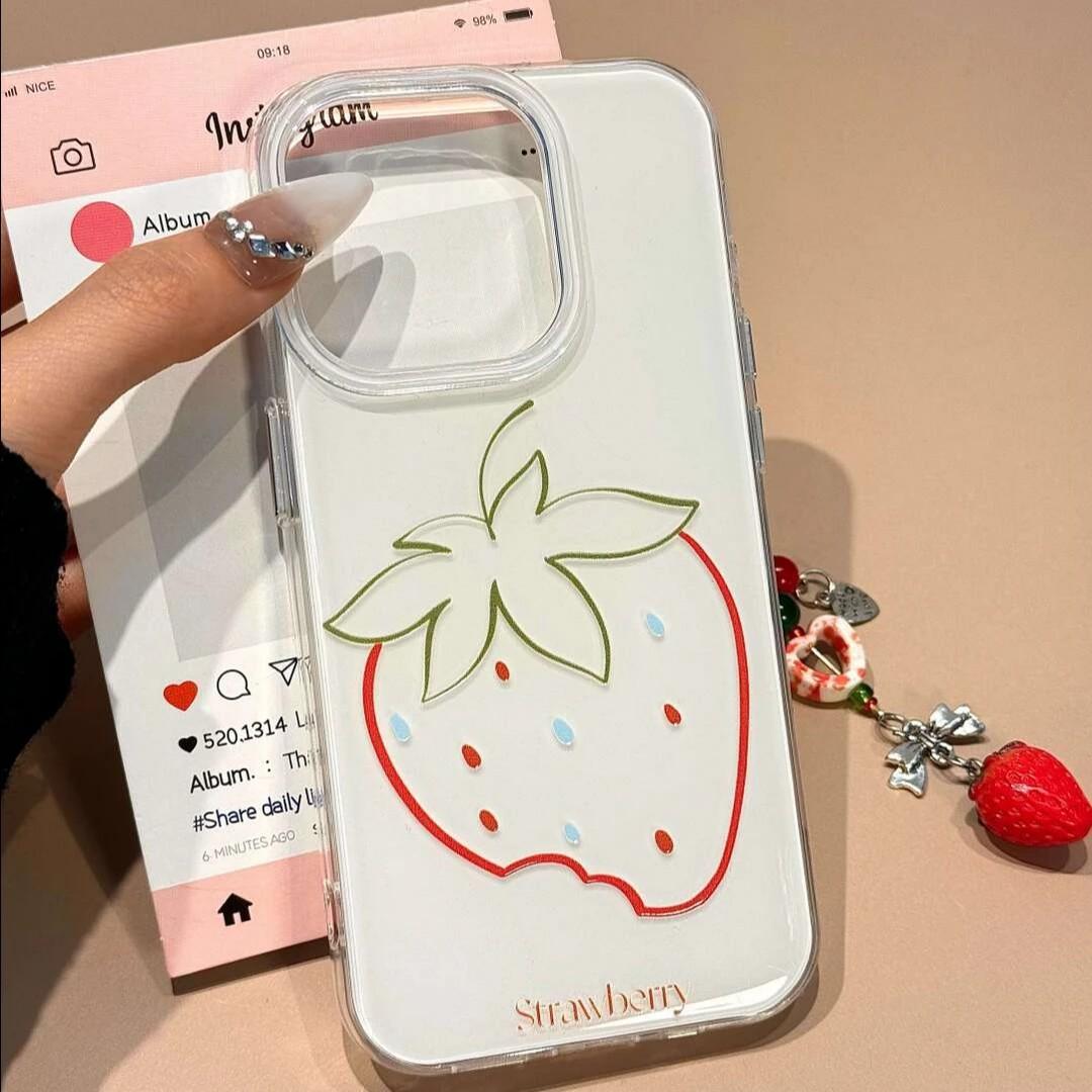 

Line Cream Strawberry for Apple 16/15promax Mobile Phone Case for IPhone14pro Cute Cartoon 13 Soft For iPhone XSMAX