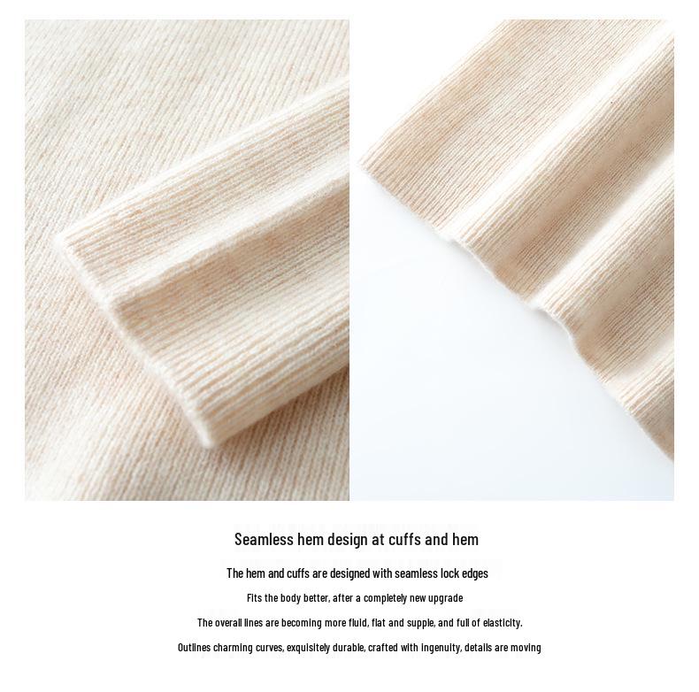 Women's Slim Fit Cashmere High Neck Knit Pullover - Warm Seamless Base Layer Sweater for Autumn and Winter