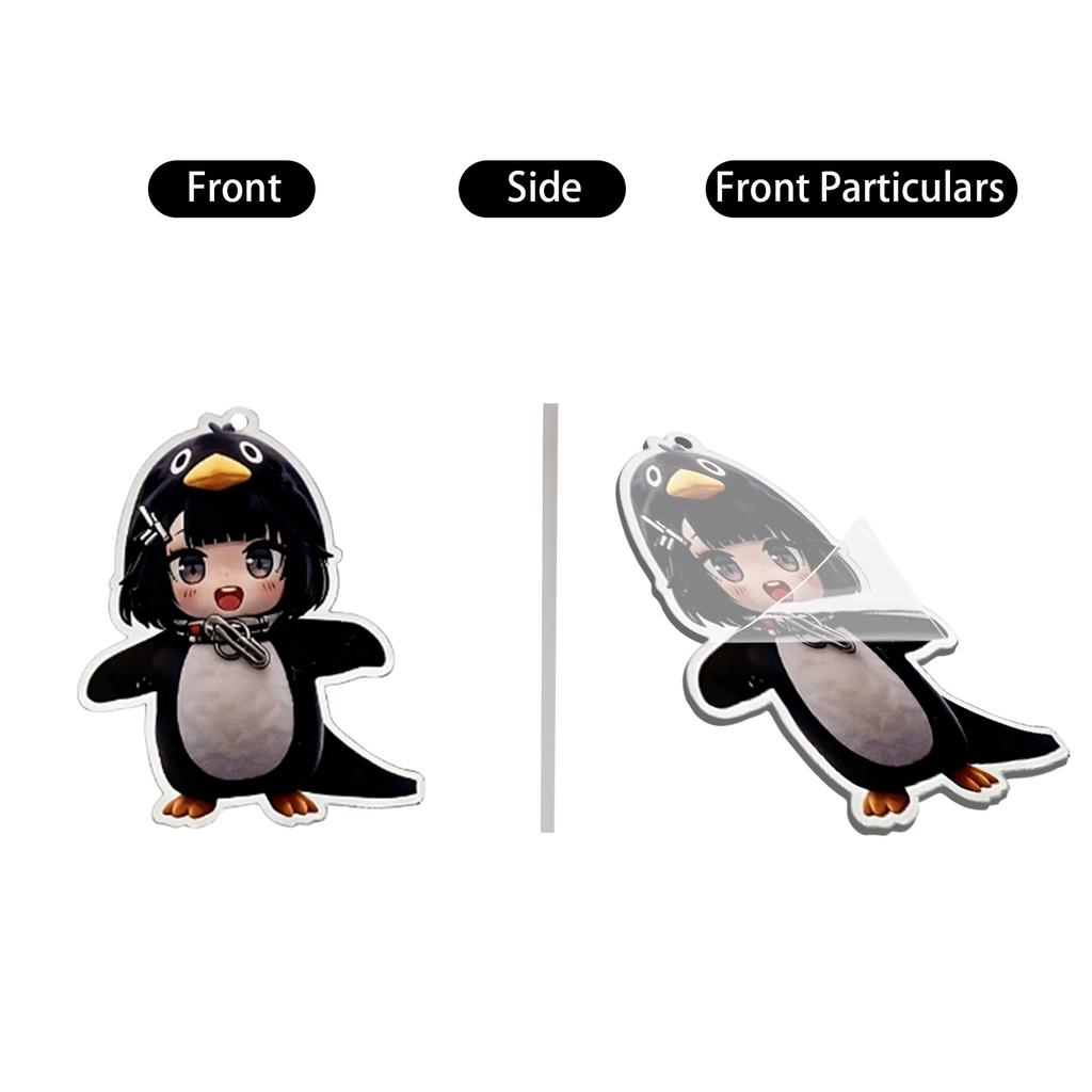 Acrylic Keychain with Fun Expression Design - Cute Penguin Bag Charm for Backpack Purse