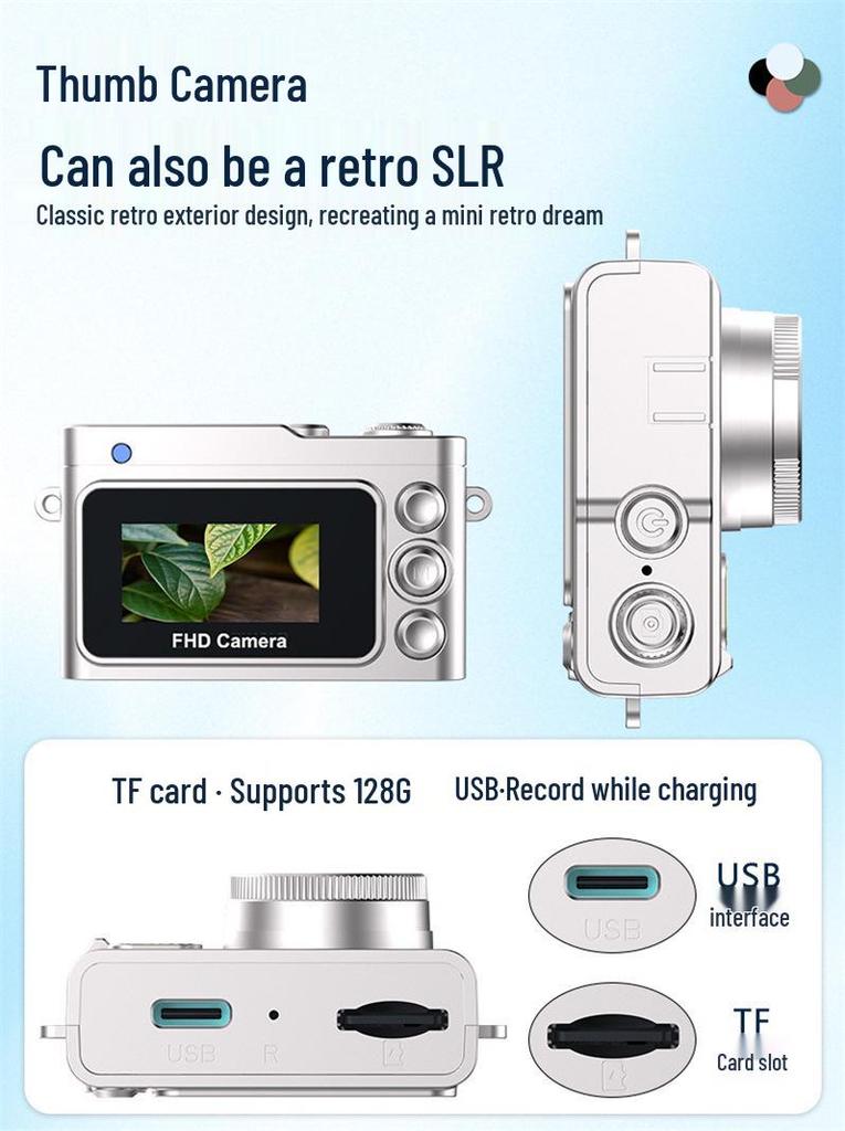 Retro Thumb Small HD CCD Digital Camera for Students: Portable Photo & Video Recorder