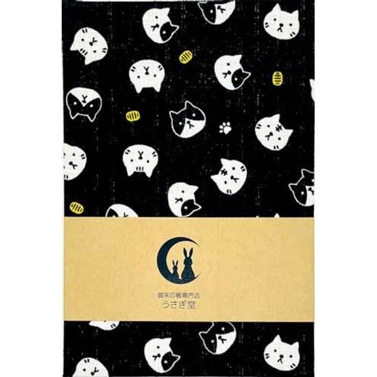 Cat Lucky Coin Large Size Goshuin BookAccordion Type12 Peaks 24 Pages (Single-sided Use) 48 (Double-sided (Black)