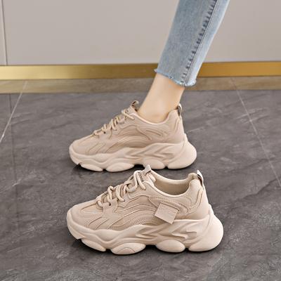 Damen Neue Mode Plateau Sportschuhe Damen 2025 Neu Sommer Schwarz Lässige Klobige Sneaker Damen Mesh Leder Plateauschuhe