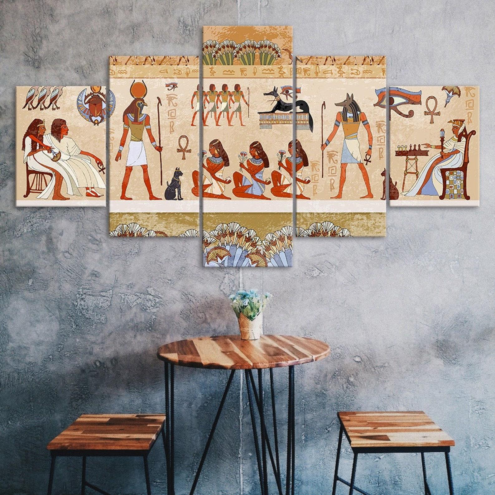

Ancient Egyptian Art Life Rituals Scenery 5 Piece Five Panel Wall Canvas Print Modern Art Poster Picture Home Decor Gift For Him For Her 20x35 20x45 20x55cm