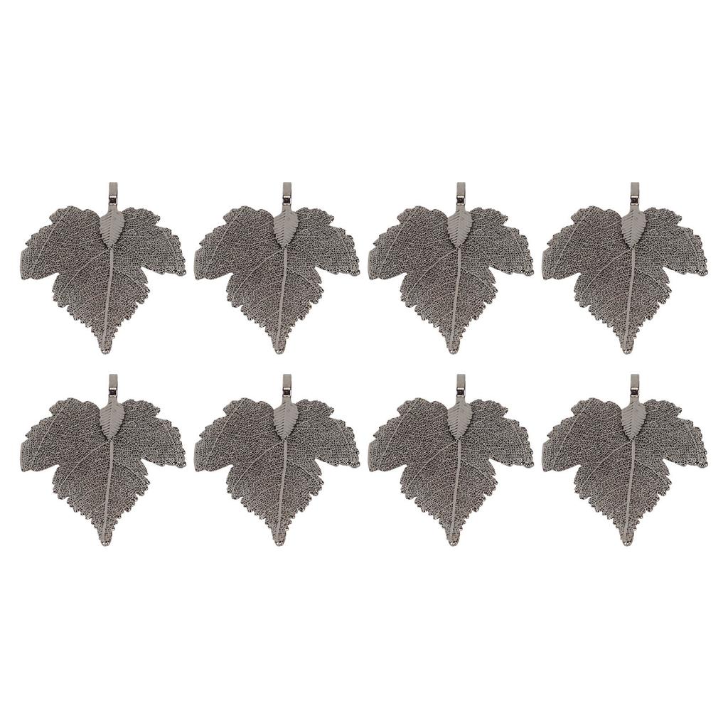 8pcs Maple Leaf Pendant DIY Handcraft Electroplating Leaf Jewelry Pendant for Earrings Necklaces Anklets Silver Black