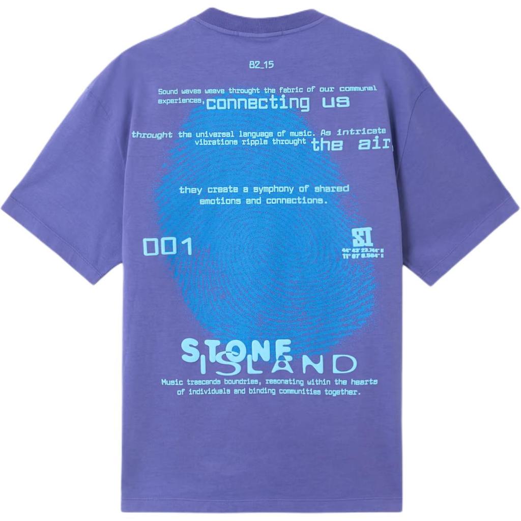 STONE ISLAND Letter Logo Round Neck Drop Shoulder Short Sleeve T-Shirt Men Tops Lavender K1S152100016S0089-V0047