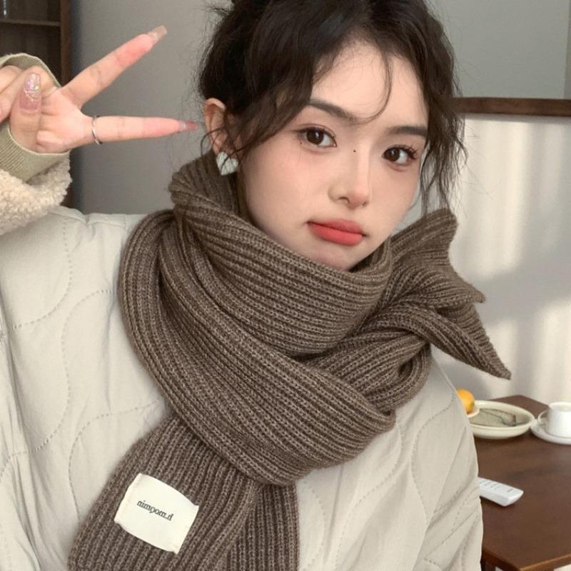 New Red Arctic Fleece Knitted Scarf Men's and Women's Winter Christmas Student Couple Thickened Wool Scarf Korean