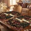 Christmas Linen Placemats, Vintage Gold Wreath Red Bow Luxury, Machine Washable Heat Resistant, Dining Room Decor