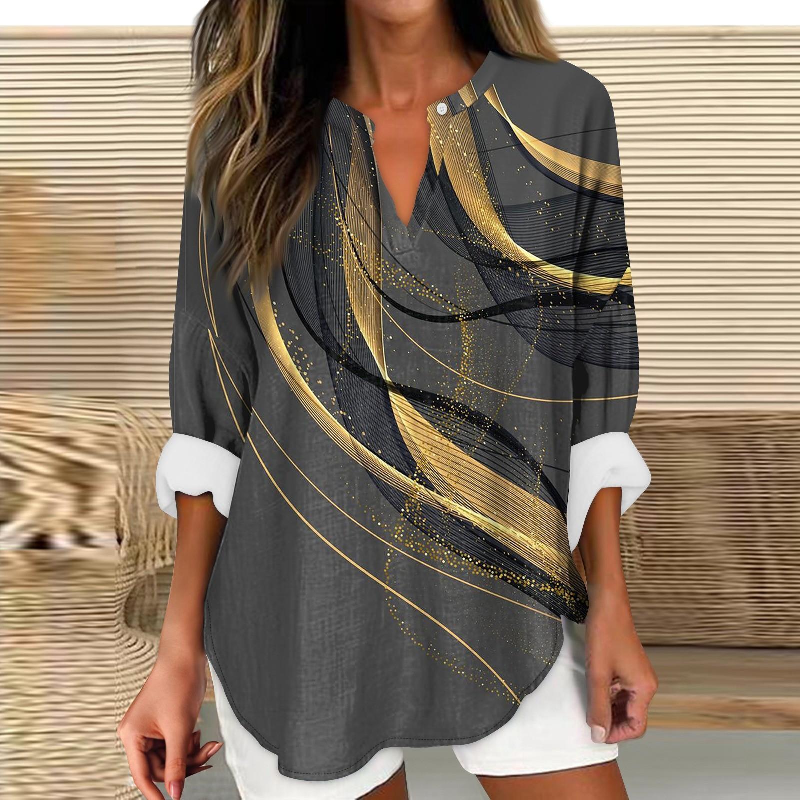 

Женский модный повседневный женский топ из конопли с заниженными плечами и длинным рукавом с v-образным вырезом и принтом L зелёный